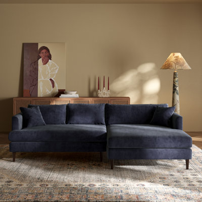Canapé modulaire en velours avec méridienne extra large Lucerne