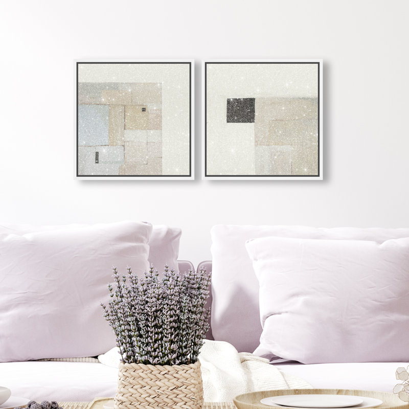 Soft Roughness Set Canvas Abstract Print by Oliver Gal, Black Frame, 12 x 12, 13"H x 13"W, White Floater Frame