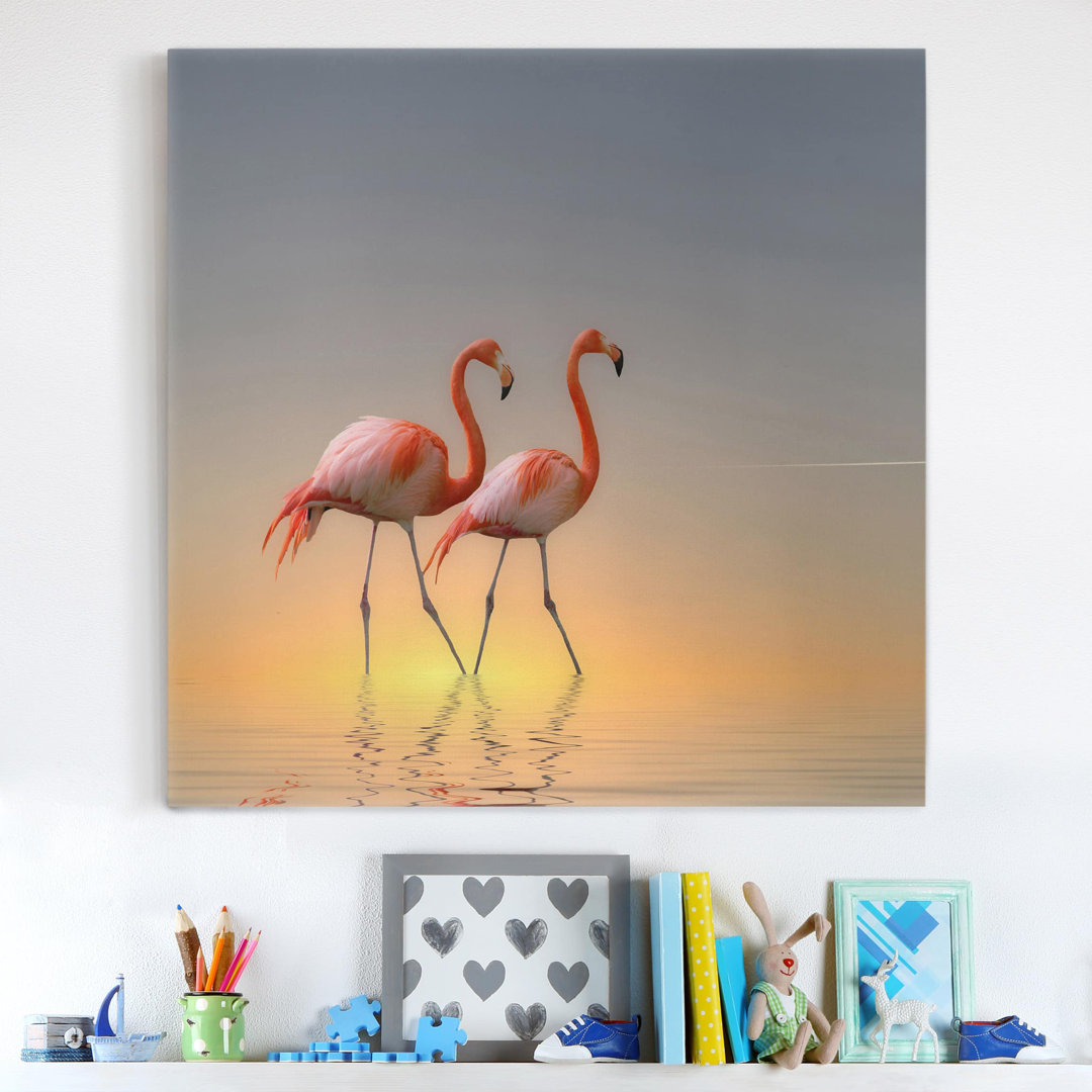 Leinwandbild Flamingo Love