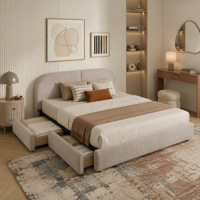 Tête de lit courbée de style moderne et minimaliste avec pieds incurvés et pieds robustes