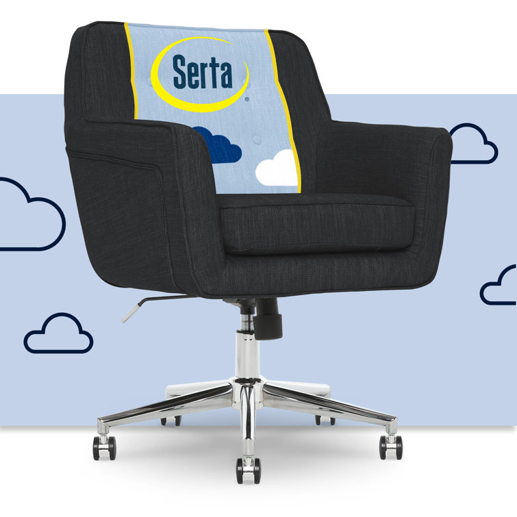 Serta Ashland Modern Office Chair, Mid-Back, Quality Memory Foam Cushion, Metal Base Chrome Finish