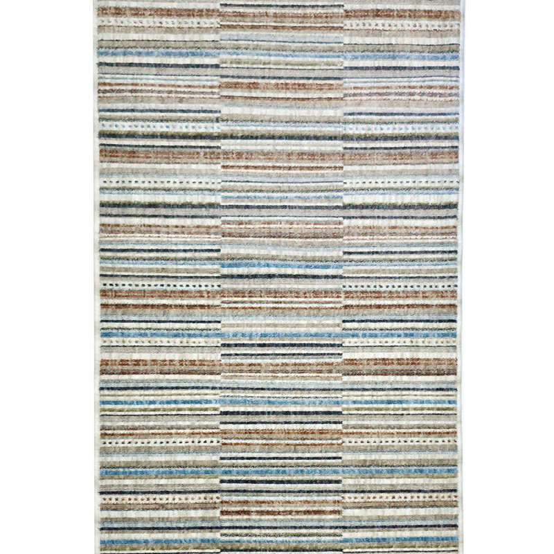 Washable Runner Rug 2x75 - Heath Modern Plush Rug for Hallways & Entryways, Ivory Multi, Geometric Micro-Pattern, Ivory Multi