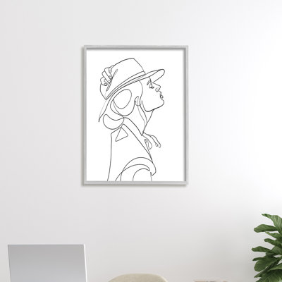 Femme à lignes noires fluides, mannequinat, abstraction