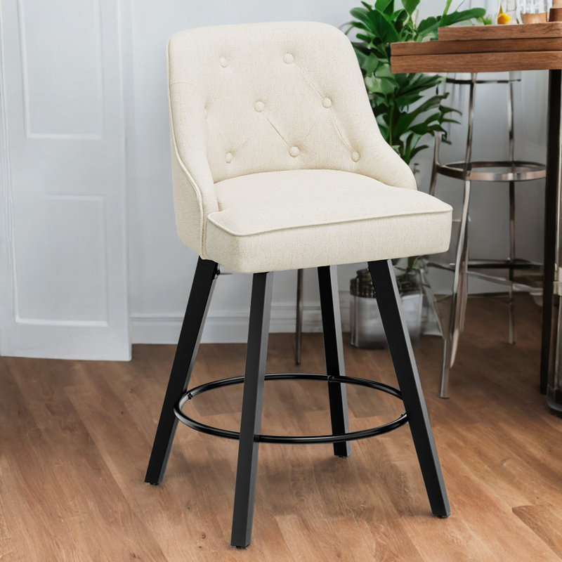 Élégant tabouret de bar pivotant à 360 ° de conception élégante avec coussin moelleux et fabrication robuste, Beige, 1