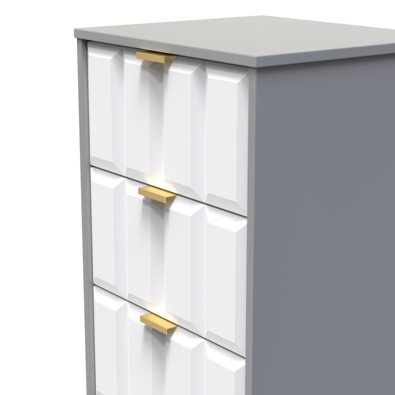Arnesto 45cm W Manufactured Wood Bedside Table, White Matt/Dusk Grey
