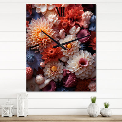 Red And White Coral Underwater Bouquet II - Coastal Coral Wall Clock