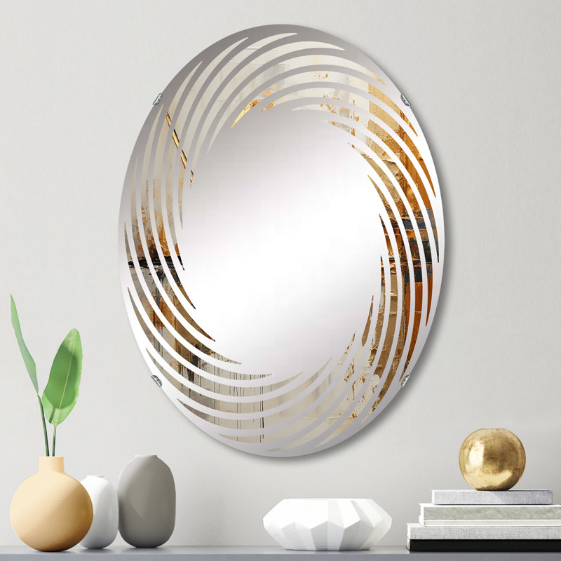 Or et beige Renaissance Rhythms - Miroir mural en spirale - MIR113442-Ovale, L 20 po x H 30 po