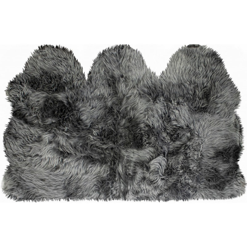Tapis gris en peau de mouton naturelle 3 pi x 5 pi