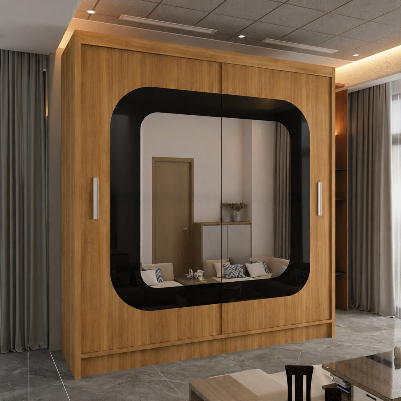 Chorley Sliding Mirror Door Wardrobe – Modern Freestanding Bedroom Storage in 2 Sizes and 5 Colour Options, Walnut