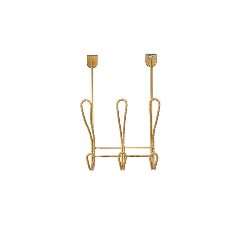 House of Hampton Over The Door Twist Design Hook Rail With 3 Hooks - Gold, Gold