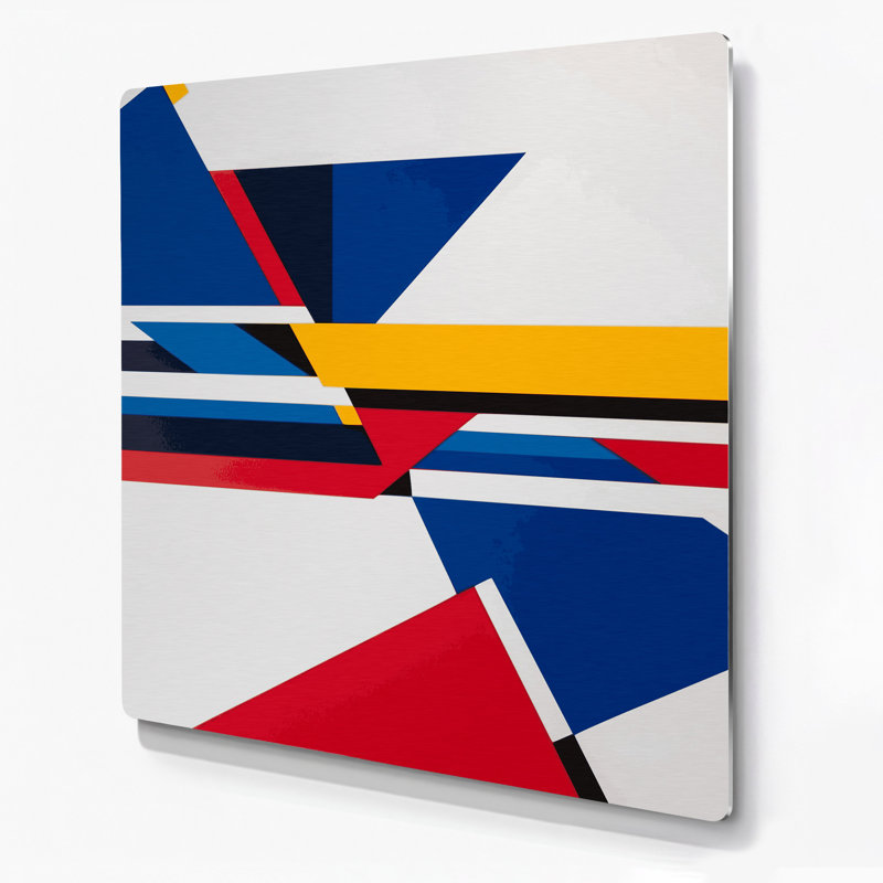 «Geometric Abstraction 1», art mural en métal beige, H 8 po x l 8 po