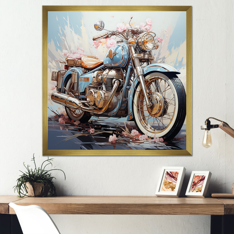 Motocyclette la liberté attend sur toile, H 30 po x l 30 po x P 1 po, Cadre doré simple