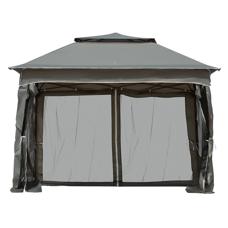 Outsunny 11' X 11' Pop Up Canopy, Dark Gray, 106.3" H x 128" W x 128" D