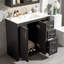 Meuble-lavabo noir 36 po avec lavabo en céramique, portes à fermeture douce, 3 tiroirs et structure en bois massif-110921036