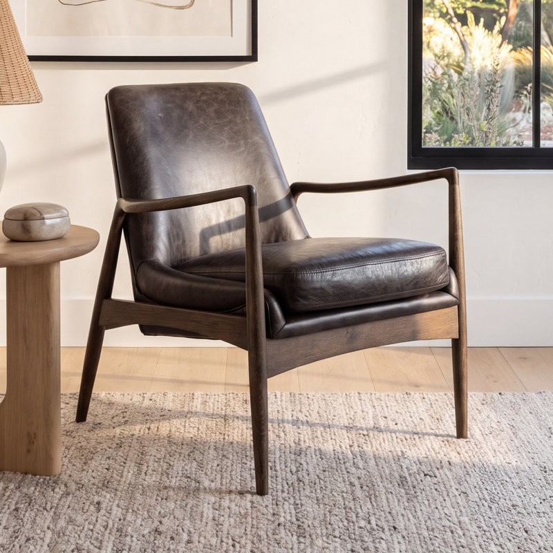 Batool Armchair, Black Genuine Leather