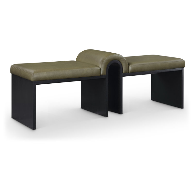 Banc en cuir Delphine Vegan, Noir, Cuir olive végétalien