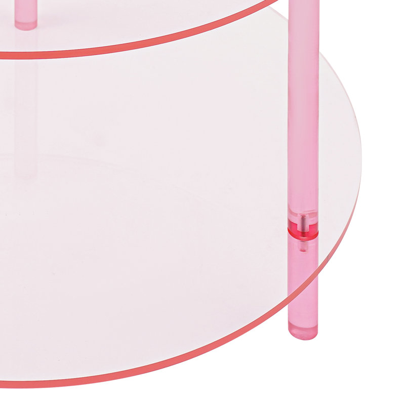 2-Tier Modern Acrylic Coffee Table, Pink