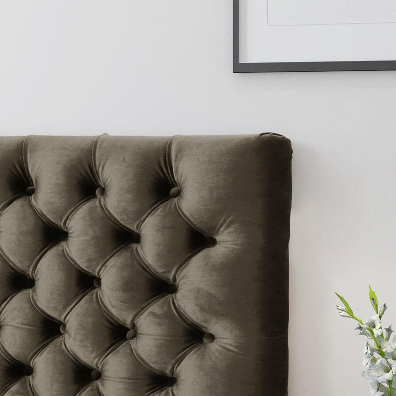 Fully Upholstered Grey Velvet Headboard, Creating A Luxurious Bedroom Ambience Stylish Complementing Any Style