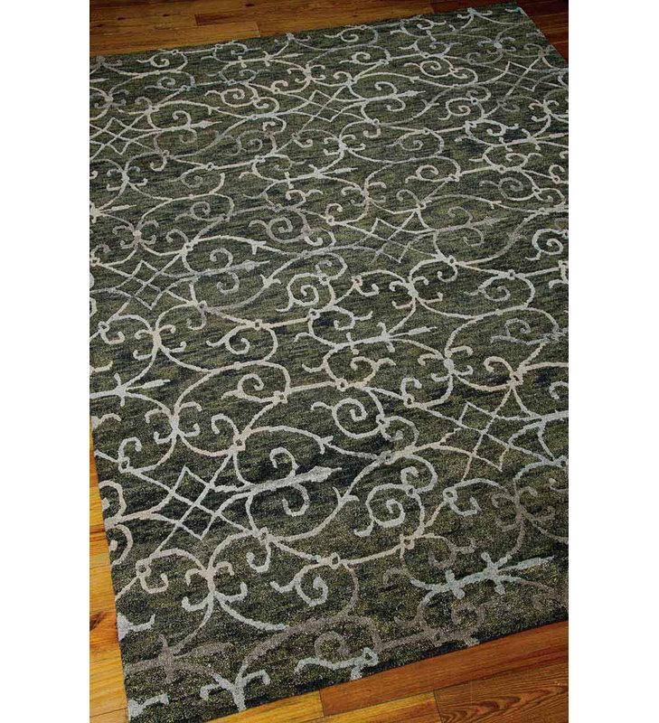 Tapis gris anthracite en laine noué à la main Gaskill, Rectangle 7 pi 9 po x 9 pi 9 po