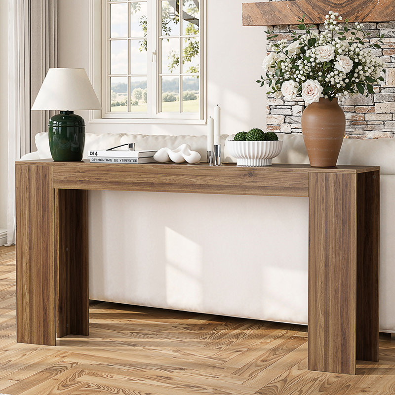 Table d'entrée très longue de 62,99 pouces avec charme rustique, construction durable et conception intelligente pour les maisons modernes.