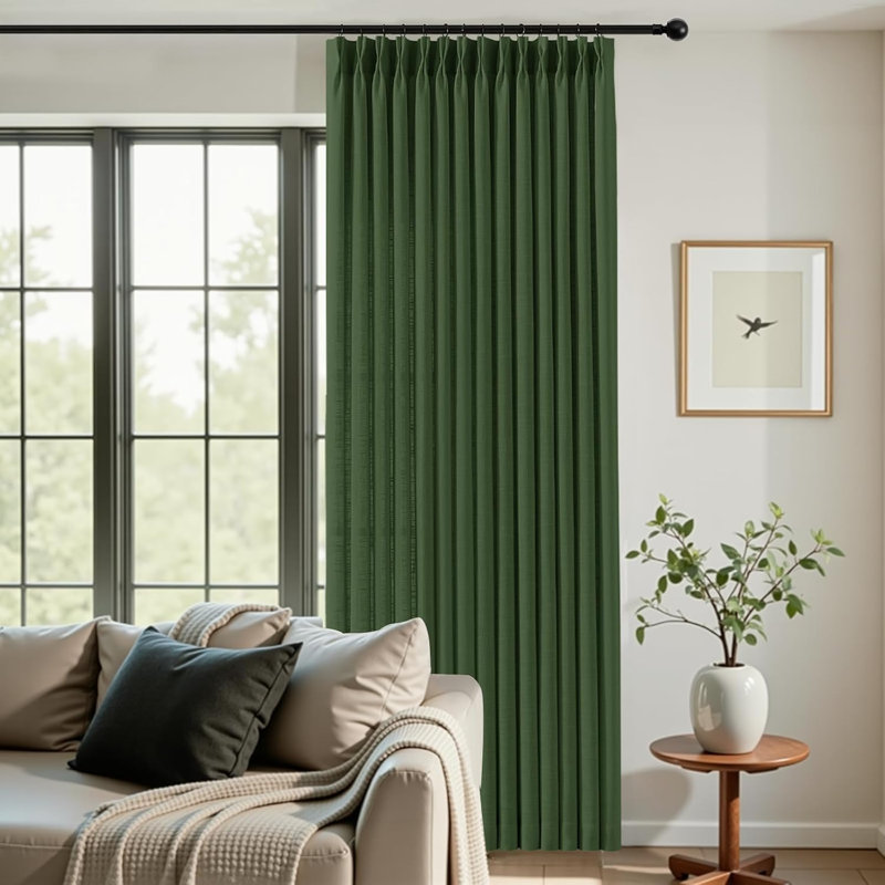 YZ Home Pinch Pleated Linen Curtains 2 Panels Set, Light Filtering Linen Blend Sheer Drapes Memory Trained Pleated Curtain Back Tab with Hooks Rings for Living Room Bedroom