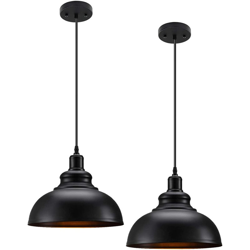 Luminaire suspendu noir mat, luminaire suspendu industriel rétro pour îlot de cuisine, grange, salle à manger, ensemble de 2