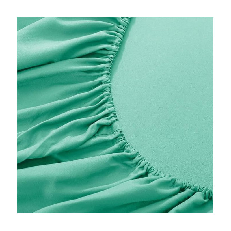 Parizoda Plain Fitted Sheet Extra Deep Pocket 30Cm , Elastic Pocket Breathable, Double (4'6), Mid Green