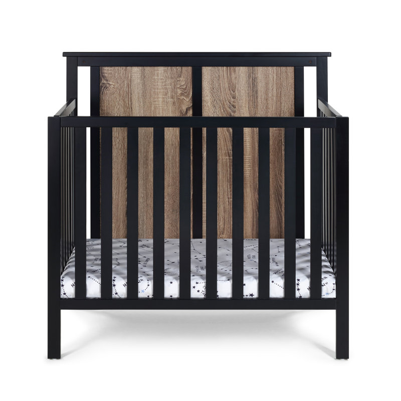 Mini lit de bébé avec surmatelas Connelly, Noir / brun