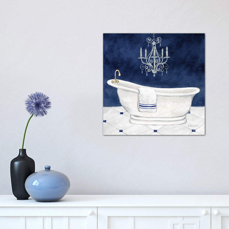 Navy Blue Bath I by Cynthia Coulter - Wrapped Canvas Painting, 30.48cm H x 30.48cm W x 1.91cm D