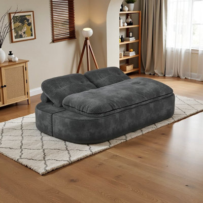 Memory Foam Mattress 3 Convertible Bed, 21 Modular Dark Gray Floor Couch, Space For Bedroom, , Soft Breathable Small Streak Corduroy, High Foam, Non-slip, Easy Unfold Mattress, 3, Gray, Modular,