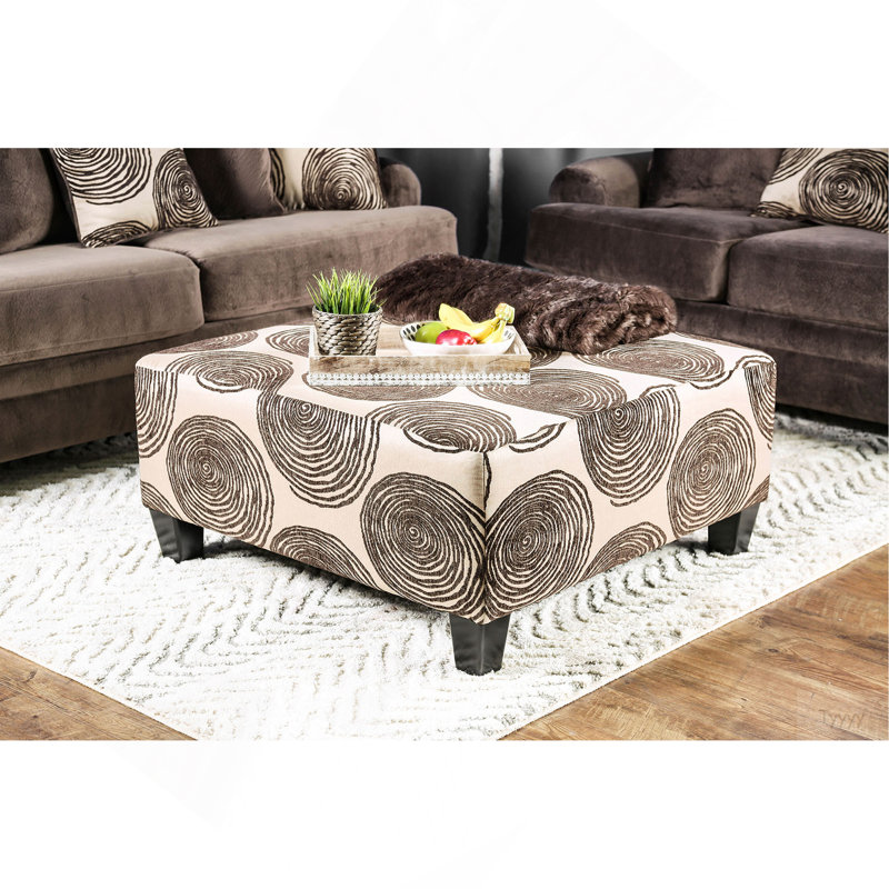 Repose-pieds carré surdimensionné de style transitionnel brun, Brun