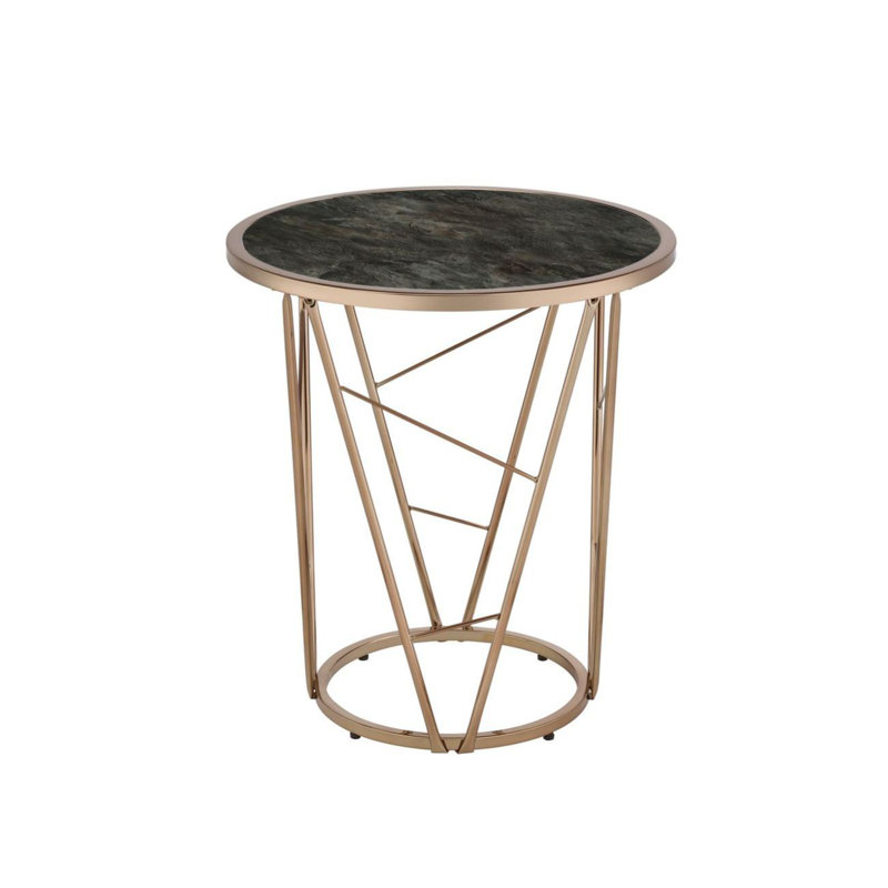 Faux Marble Glass End Table