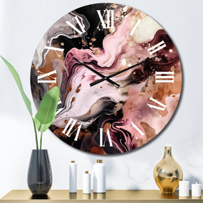Horloge murale rose et noire