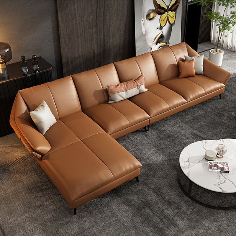 Canapé modulaire 3 pièces rembourré, H 32,68 po x l 141,73 po x P 70,08 po, Orienté à gauche (vu de face), Orange