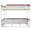 Grand lit superposé en bois avec tablettes intégrées, boîte de rangement, lumière DEL et station de charge USB, blanc-368304942