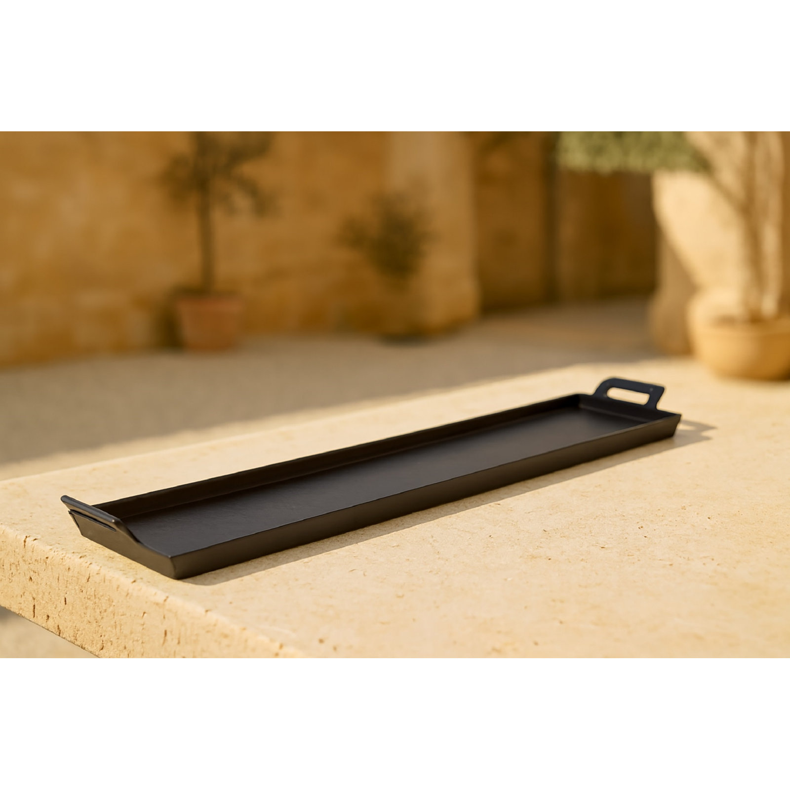 Black Alum. Tray With Handles, 2" H x 5" W x 30" D