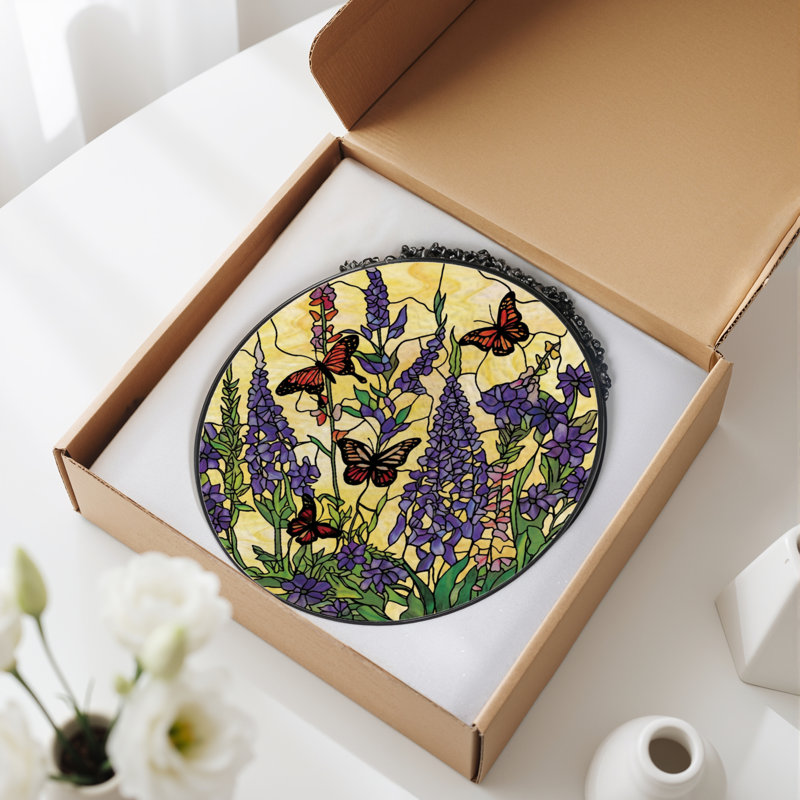 Vitrail de jardin en verre coloré 7,8 po H, H 7,8 po x l 7,8 po