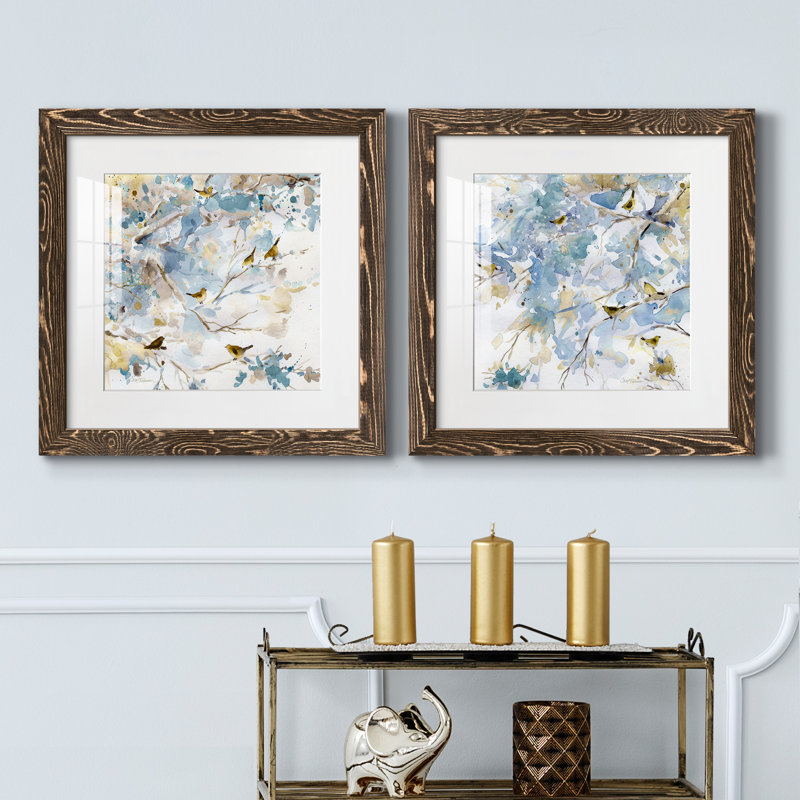 Topaz Spring I - ensemble de 2 peintures encadrées, H 20 po x l 40 po x P 1,5 po, Cadre en érable