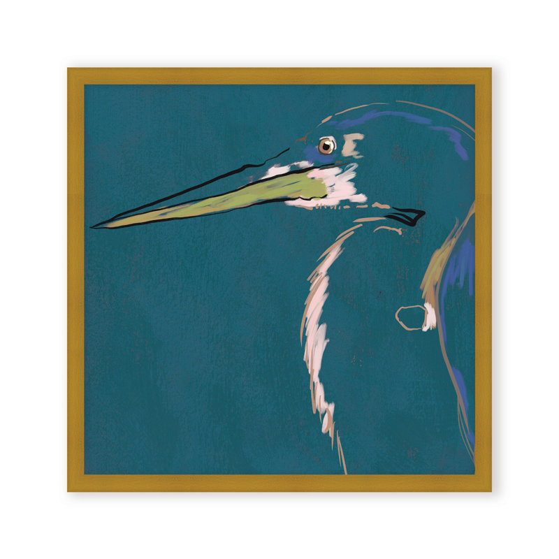 Nature Inspired Blue Heron Portrait, 36" H x 36" W, Black, Framed Print