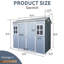 Remise de rangement extérieure 8 pi x 4 pi avec deux fenêtres et deux portes, remise en plastique avec plancher pour Gargen, patio, cour, pelouse, gris-118034595