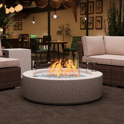 Izidor Round Concrete Propane Smokeless Fire Pit Table