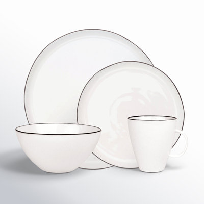 Canvas Home Abbesses Colored Rim Porcelain 4 Piece Dinnerware Set, Service For 1