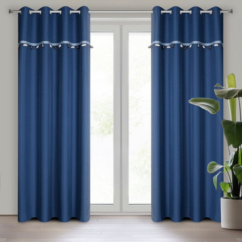 Car Semi Sheer Curtain Single Panel, Blue