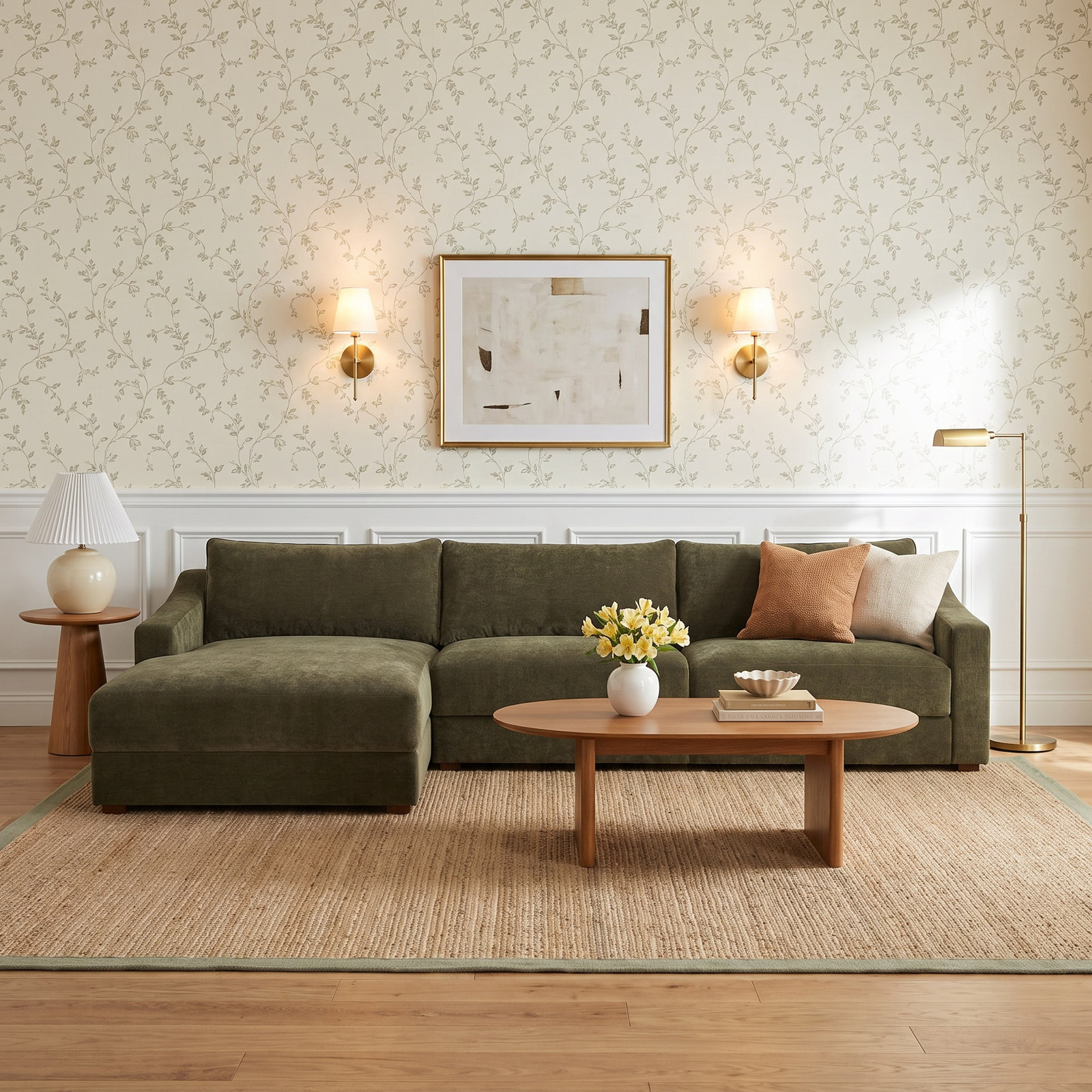 Nora Upholstered Chaise L-Sectional, Left Hand Facing