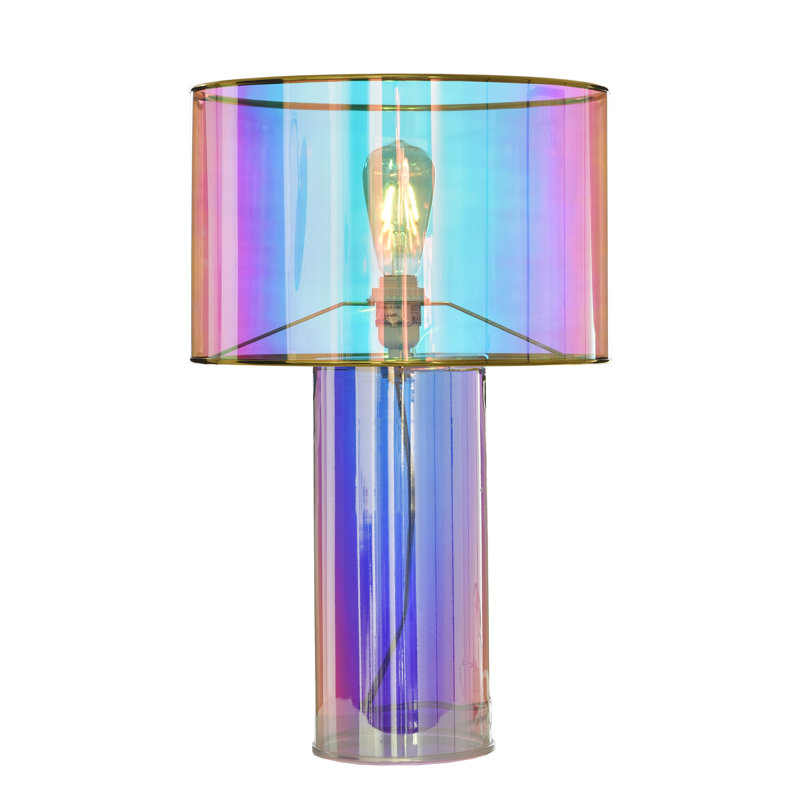 Glass Table Lamp - Margot Iridescent Pink Finish - Pearlescent Pink Shade