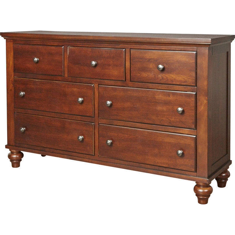 Commode en bois massif à 7 tiroirs de l 61 po Bergerac