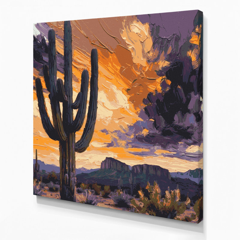 Art botanique sur toile Bactical Saguaro Cactus, H 16 po x l 16 po