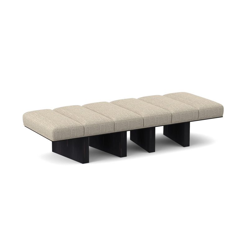 Banc rembourré Oblique, Ébène rétro, Lin ensoleillé