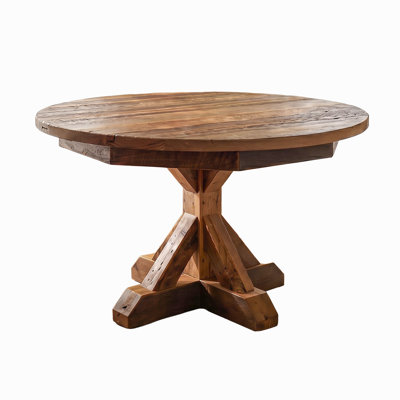 Jackson Round Dining Table, Reclaimed Wood, Natural Stain, 42"x42", 2 Leaves