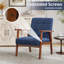Solid Wood Accent Chair with Tufted Seat, Mid-Century Armchair with Curved Armrests, Reading Chair-1813400088